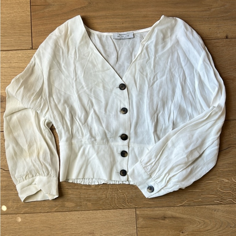 Bershka Cream Button-Down Blouse